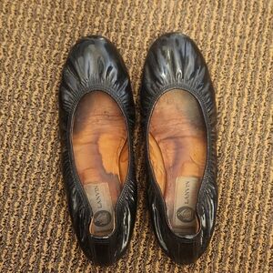 Lanvin Glossy Black Leather Flats